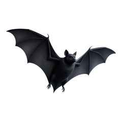 Dark Bat in Flight with Transparent Background, 3D Realism Graphic for Web Design