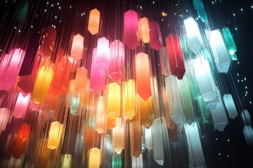 Glowing digital glass fragments artwork