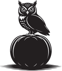 Halloween owl on pumpkin silhouette spooky design