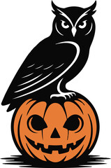 Halloween owl on pumpkin silhouette spooky design