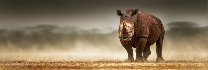 Obraz premium White rhinoceros in natural habitat