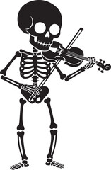 Halloween skeleton playing violin silhouette vector