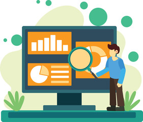 Man analyzing data dashboard illustration
