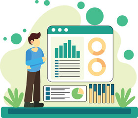 Business data report dashboard illustration