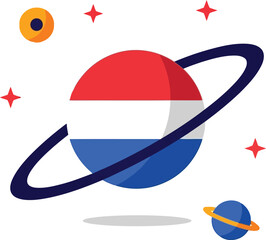 Planet with dutch flag colors and saturn ring