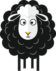 Funny black sheep with wide eyes