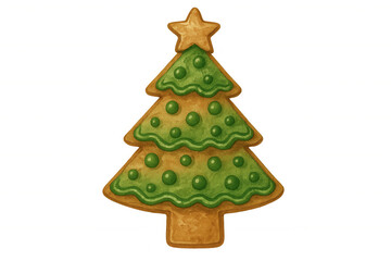 Christmas tree gingerbread cookie creating holiday dessert and winter season atmosphere, transparent background