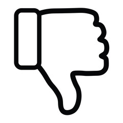 Thumbs Down Icon: A stark, black and white icon depicts a hand with its thumb pointing downward, a universal symbol of disapproval or dislike.