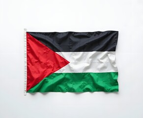 Fototapeta premium Show your Palestinian pride with this vibrant flag, perfect for cultural events, home decor, or educational materials, displaying heritage and solidarity