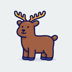 Cute Winter Reindeer Holiday Illustration