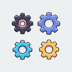 Cute Colorful Cogwheel Cartoon Design