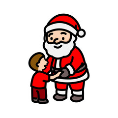 Santa hugging a small child
