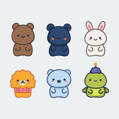 Cute Teddy Bear Vector Set