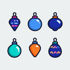 Shiny Christmas Bauble Illustration Icons