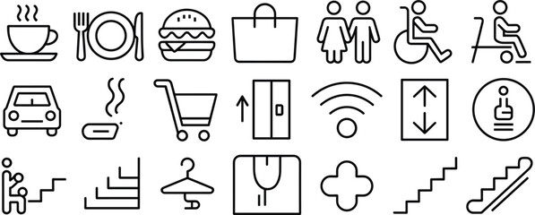 Daily life and accessibility icons in a grid food drink