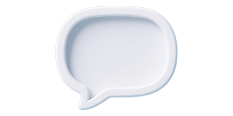 White Glossy Speech Bubble with Transparent Background, 3D Realism Design Element