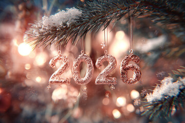 Illustration of the number "2026." New Year's concept. Numbers on an unusual background.