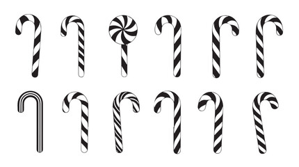 Obraz premium Festive candy canes collection assorted holiday sweets for christmas celebration silhouette