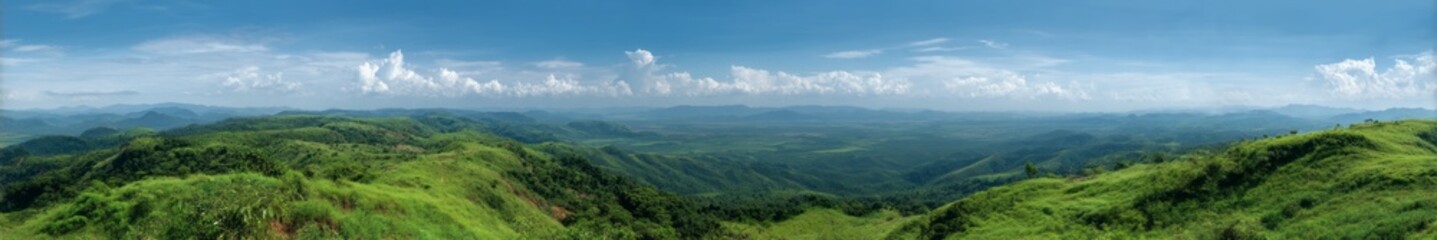 Fototapeta premium Breathtaking hdr panorama of lush green landscape nature's beauty scenic view