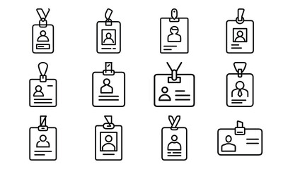 Business Office Line Icons Set – Workplace, Communication, Project Management, Report, Team Meeting, Call Center, ID Card, File Document, Checklist, Strategy Presentation, Minimal Outline Vector Illus