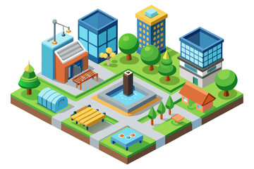 vector isometric city