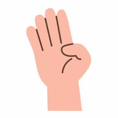 Fototapeta premium Simple Flat Style Hand Showing Four Fingers Gesture Illustration