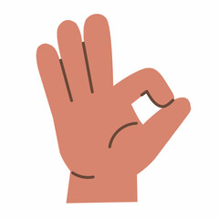 Simple Flat Hand Showing Ok Gesture Sign Illustration
