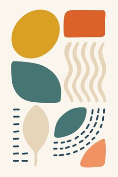 Abstract minimalist geometric illustration with colorful shapes