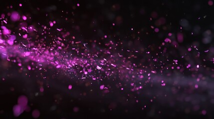 Abstract purple glitter explosion on a dark background creating magical effect