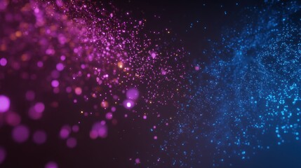 Abstract particle background with glowing dots in purple and blue creating a dynamic elegant design