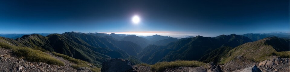 Fototapeta premium Stunning hdr panorama of mountain landscape at sunrise scenic viewpoint