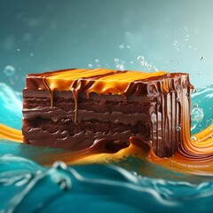 Decadent Chocolate Caramel Cake in Water