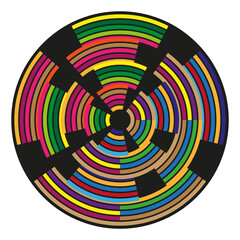 Abstract spiral pattern. Radial line circles. Colorful dynamic illustration. Vector geometry design.