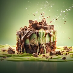 Decadent Mint Chocolate Brownie Ice Cream Cake