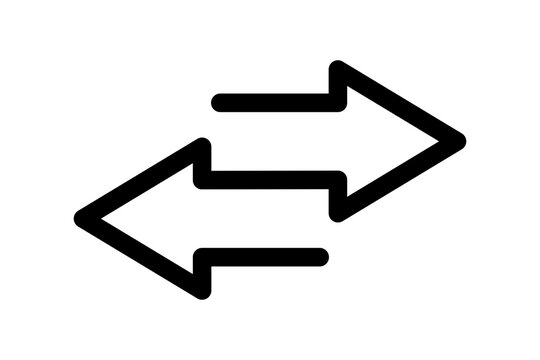 Two opposing arrows, one pointing right and the other pointing left, isolated on transparent background