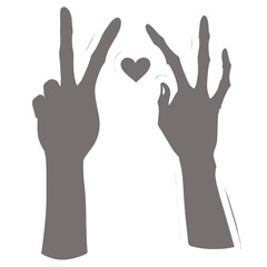 Obraz premium A zombie hand holding a pinky promise with another skeleton hand | hand of the person | hand with red nails | hand with red paint | peace sign with hands | peace sign hand | peace sign with hand | han