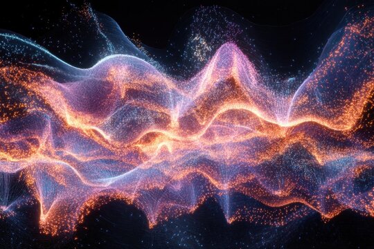 Futuristic glowing neon wave pattern