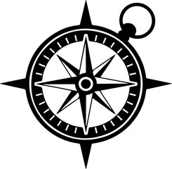 Digital compass silhouette vector illustration