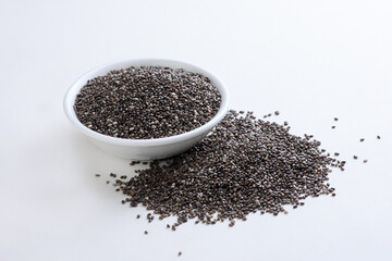 Indian food called Chia Seeds isolated on white background 