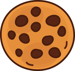 Delicious chocolate chip cookie with a bite,  isolated on white background, vector illustration