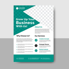 Modern business flyer template with teal accents and placeholder image