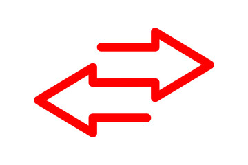 Two red arrows pointing in opposite directions, one left and one right, isolated on transparent background