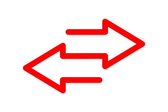 Two red arrows pointing in opposite directions, one left and one right, isolated on transparent background