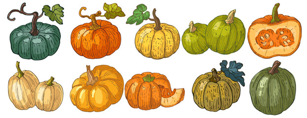 Pumpkins isolated on a white background.