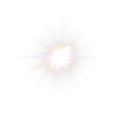 Burst light flare PNG overlay with colorful rays on transparent