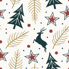 Christmas and New Year vector seamless pattern