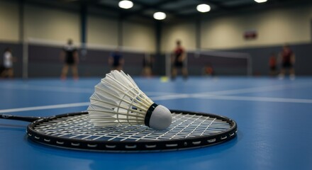 racket and padel ball on court background