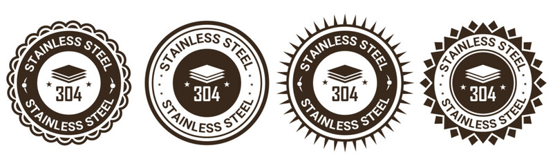 Stainless steel 304 badge vector design labels and certification stickers