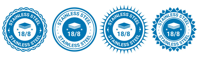 Stainless steel 18/8 badge vector design labels and certification stickers