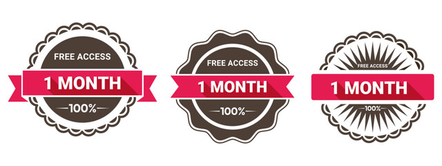 One month free access badge vector design labels and promotional stickers